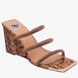 Ninety Union Angel Wedge Sandals Snake Embossed Rhinestone 10